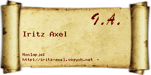 Iritz Axel névjegykártya